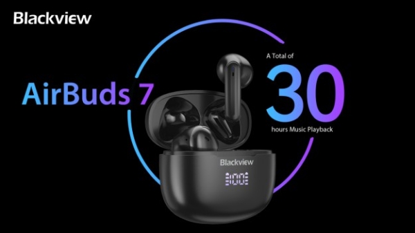 Новинка Blackview AirBuds 7 за $21.99 - навушники з HQ звуком, Bluetooth 5.3,  дисплеєм на боксі, 30 годинами роботи