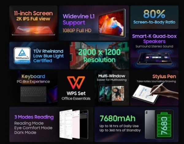 Вже скоро анонс планшета Blackview Tab 16: флагманський 2K дисплей із діагоналлю 11 дюймів для роботи і розваг